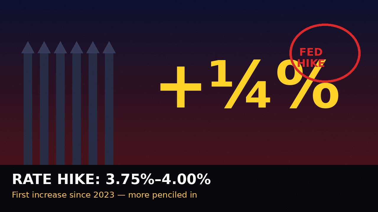 FED HIKES RATES FOR THE FIRST TIME SINCE 2023! | Warsh joins a unanimous quarter-point move to 3.75%–4% and pencils in more tightening