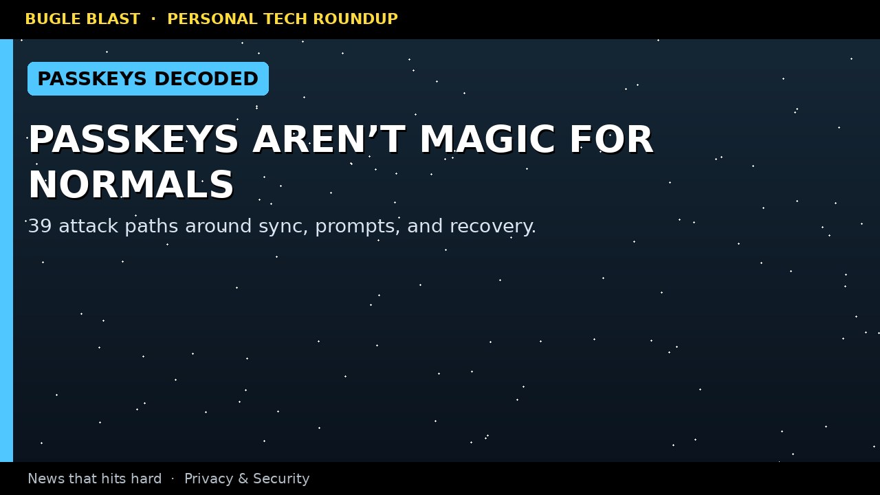 PASSKEYS AREN’T MAGIC FOR NORMALS! | 39 documented attack paths hit sync, prompts, and recovery — FIDO2 crypto still mostly intact