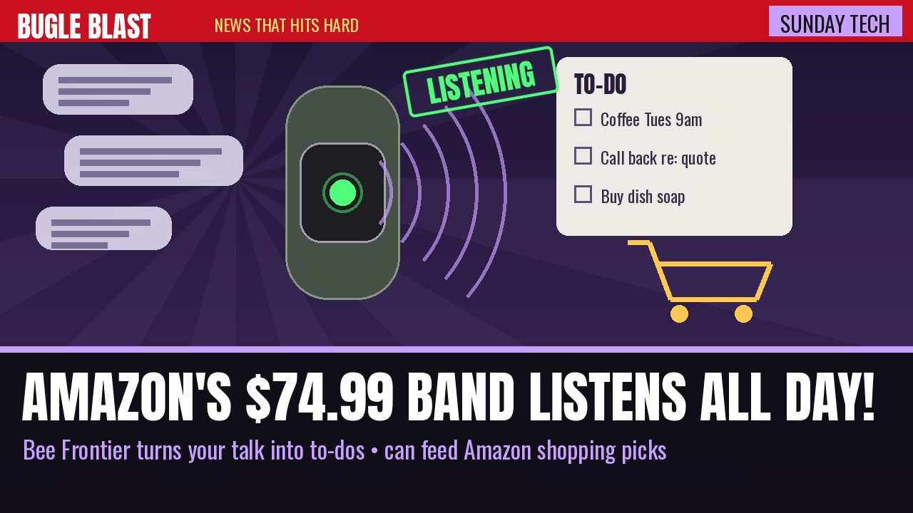 AMAZON’S NEW $74.99 WRISTBAND LISTENS TO YOUR WHOLE DAY! | Bee Frontier turns your conversations into to-do lists. Hook it up to Amazon.com and the things you mention can show up as shopping picks