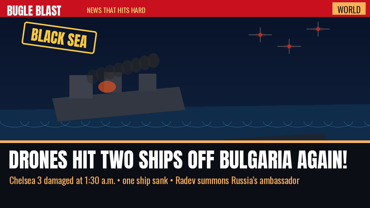 DRONES HIT TWO SHIPS OFF BULGARIA AGAIN! | Ukrainian-owned Chelsea 3 damaged at 1:30 a.m.; one ship sank — Radev summons Russia’s ambassador