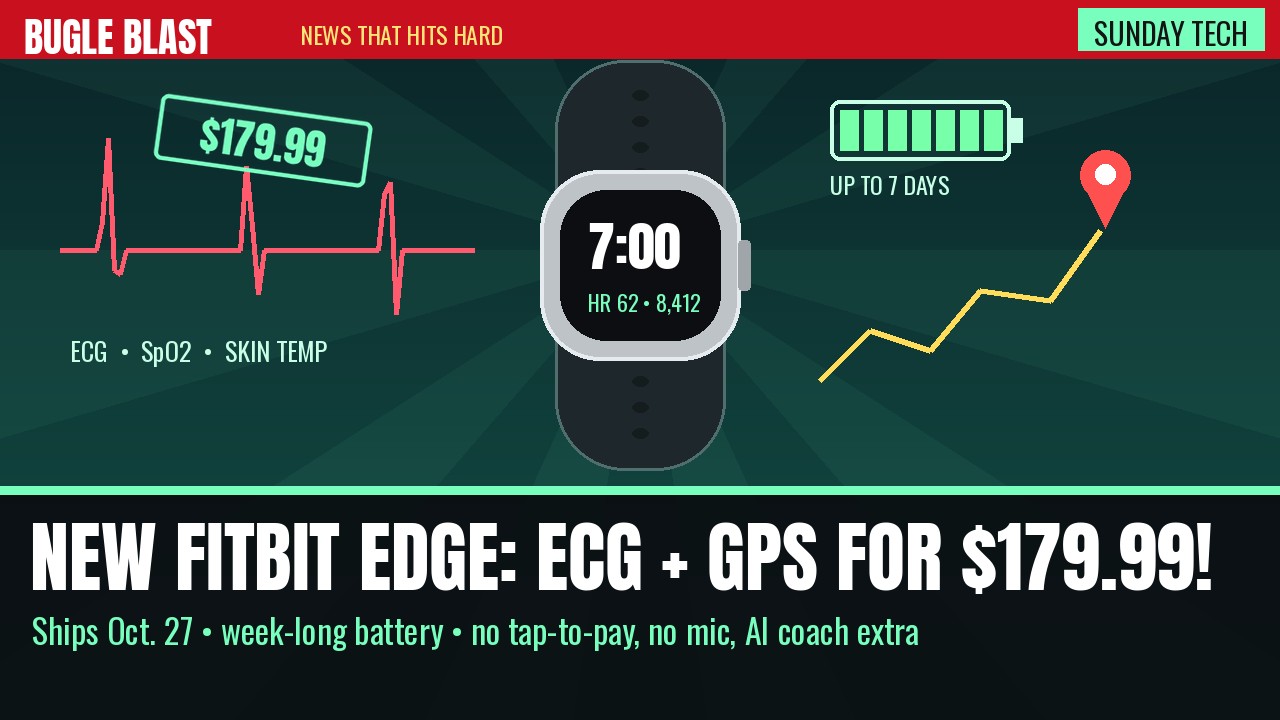GOOGLE’S NEW FITBIT EDGE PACKS ECG AND GPS FOR $179.99! | Google’s new tracker brings a screen, ECG, GPS and a week of battery — but no tap-to-pay, no mic, and the AI coach costs extra