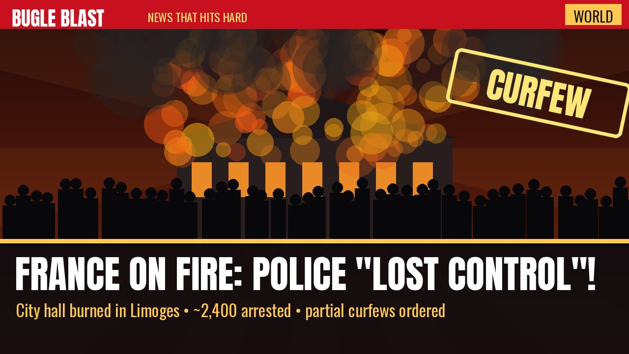 FRANCE IS BURNING — AND ITS OWN TOP COP ADMITS THEY “LOST CONTROL”! | A 19th-century city hall went up in flames, nearly 2,400 were arrested, and now Paris wants curfews