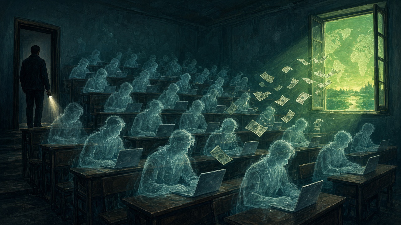 GHOST STUDENTS ARE HAUNTING AMERICA’S COLLEGES, AND THEY’RE TAKING $130 MILLION WITH THEM! | Stolen IDs sold for $4 to $8, fake enrollees kept in class by AI, and the money flies to Kenya