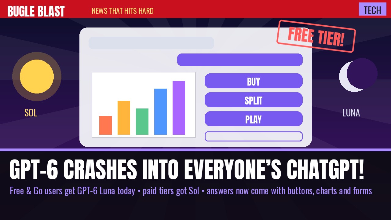 GPT-6 CRASHES INTO EVERYONE’S CHATGPT — EVEN THE FREEBIES! | Your chatbot now answers with buttons, charts and forms instead of walls of text — paying customers get “Sol,” free users get the lighter “Luna,” and the bot starts talking before it’s done thinking