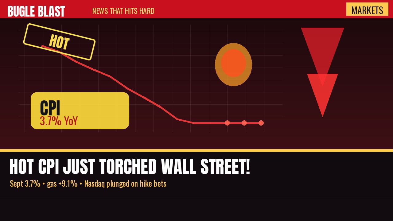 HOT CPI JUST TORCHED WALL STREET! | September hit 3.7% — gas +9.1%; Nasdaq plunged as hike bets roared back