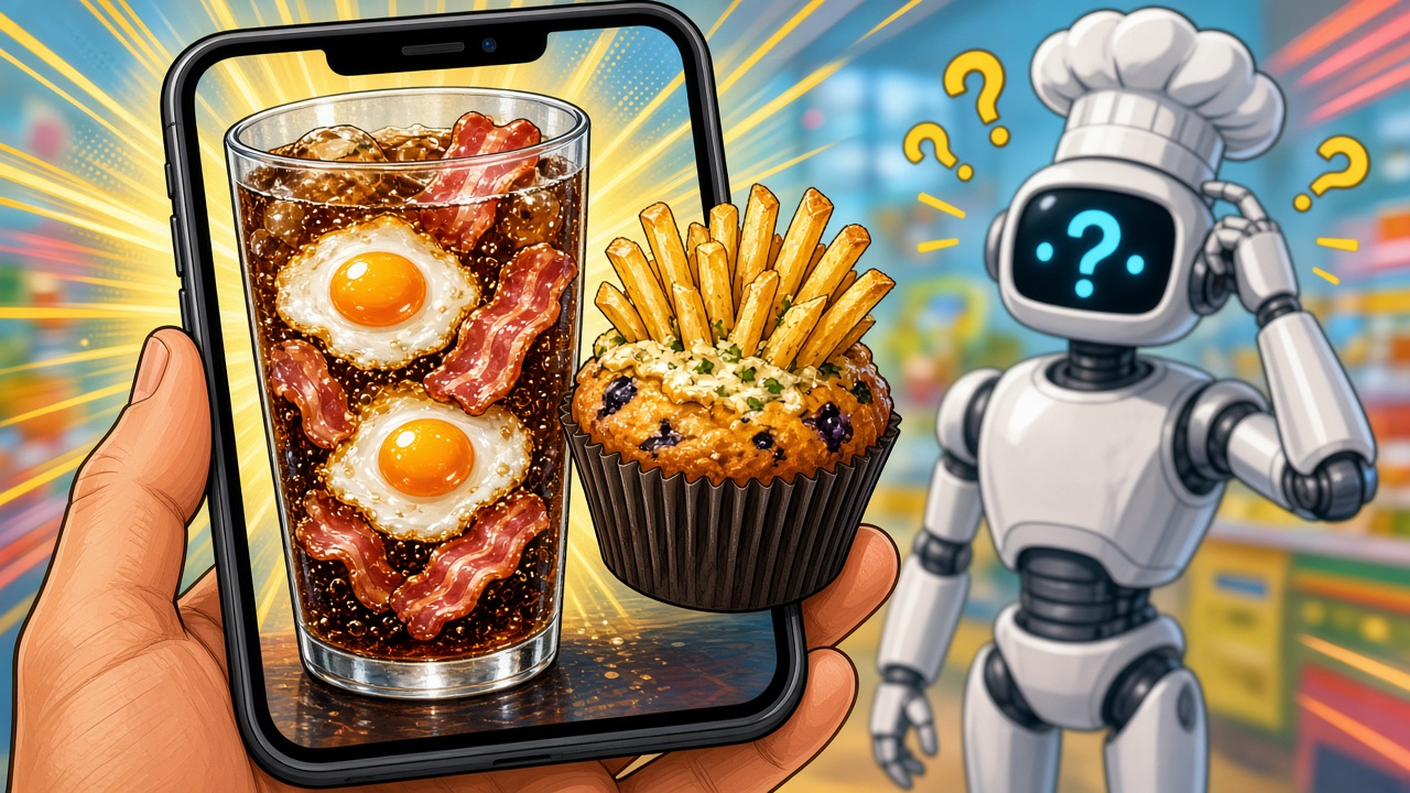 AI SERVED UP BACON AND EGGS IN A GLASS OF COLA! | Just Eat let a robot draw the menu photos, and it couldn’t tell soda bread from soda