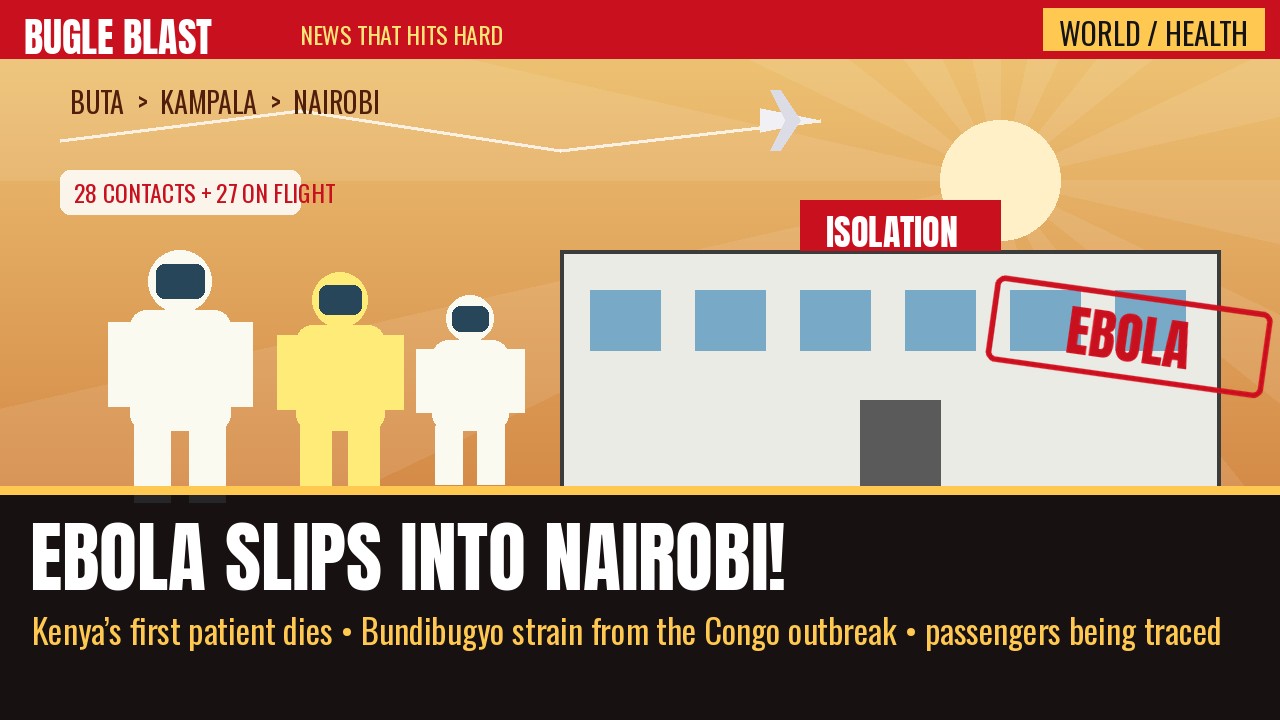EBOLA SLIPS INTO NAIROBI — KENYA’S FIRST PATIENT DIES! | A 40-year-old traveler from the Congo outbreak cleared airport screening, died in isolation, and left officials chasing 23 fellow passengers — with no vaccine for this Bundibugyo strain