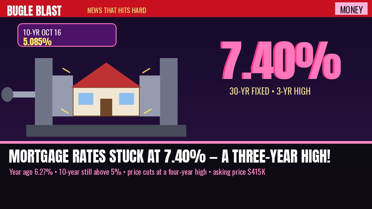 MORTGAGE RATES STUCK AT 7.40% — A THREE-YEAR HIGH! | The 10-year is still above 5% and another Fed hike is on the table. Sellers are slashing prices anyway