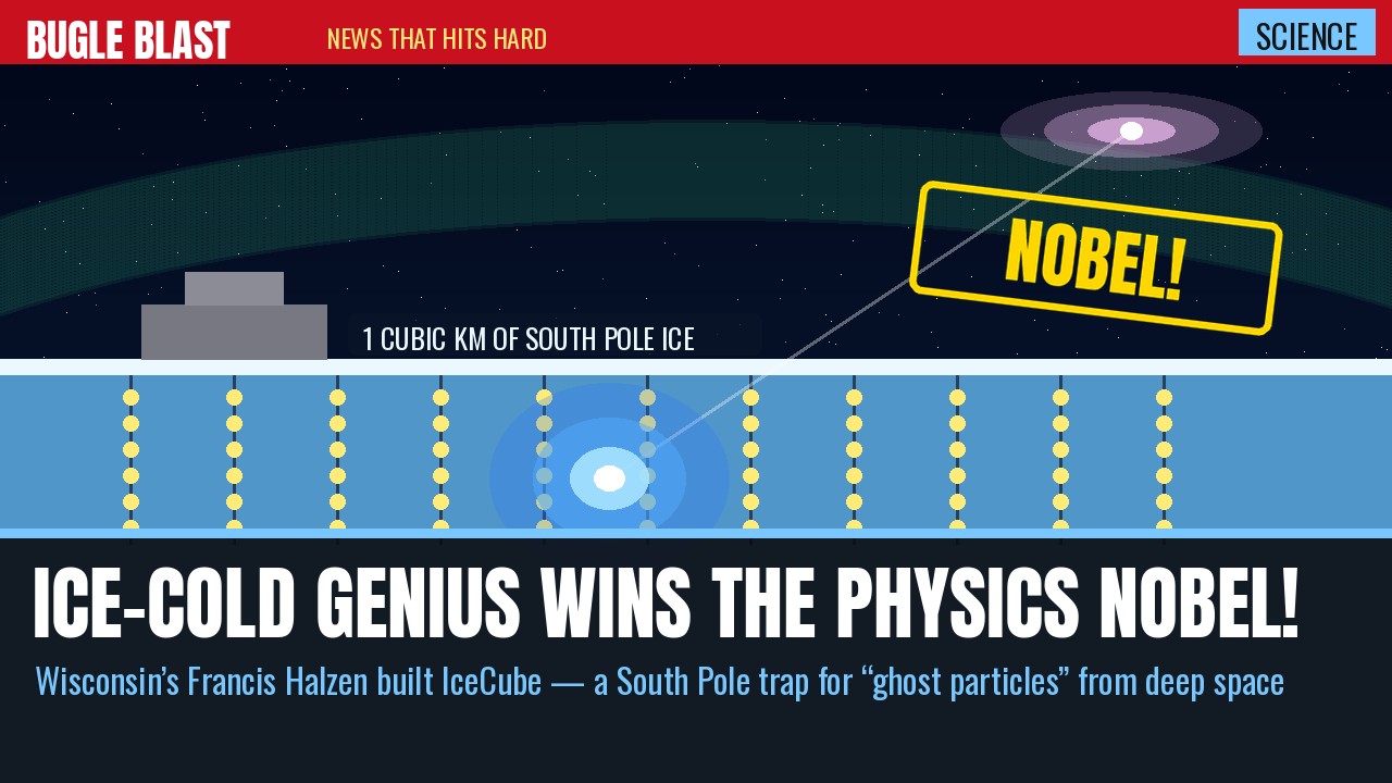 ICE-COLD GENIUS WINS THE PHYSICS NOBEL! | Wisconsin’s Francis Halzen turned a cubic kilometer of South Pole ice into a ghost-particle trap — and admits almost nobody thought it would work, “including myself”