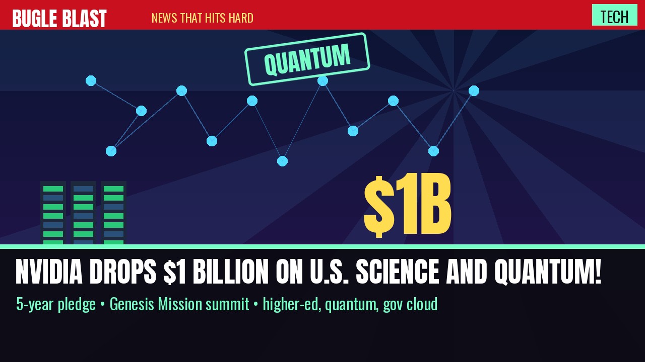 NVIDIA DROPS $1 BILLION ON U.S. SCIENCE AND QUANTUM! | Jensen Huang’s chip giant pledges $1B over five years for higher-ed research, U.S. quantum development, and government-serving cloud — announced at Trump’s “Science: A New Golden Age” / Genesis Mission summit