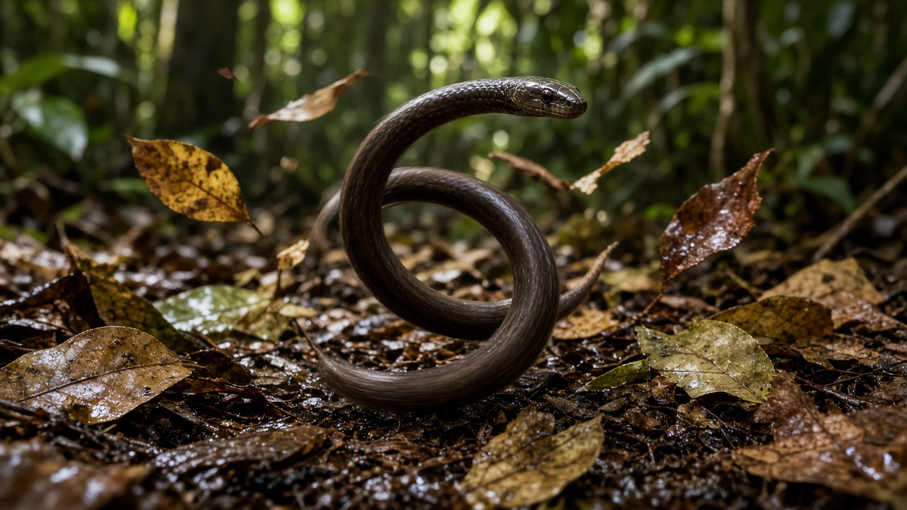 THESE SNAKES DON’T SLITHER. THEY CARTWHEEL AWAY AT 12 FEET A SECOND! | Tiny Borneo reed snakes roll four times faster than they crawl, and they keep their heads dead steady while they do it