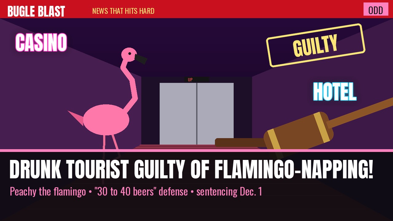 DRUNK TOURIST GUILTY OF FLAMINGO-NAPPING! | He said 30 to 40 beers made it a prank. A Las Vegas jury called it animal cruelty